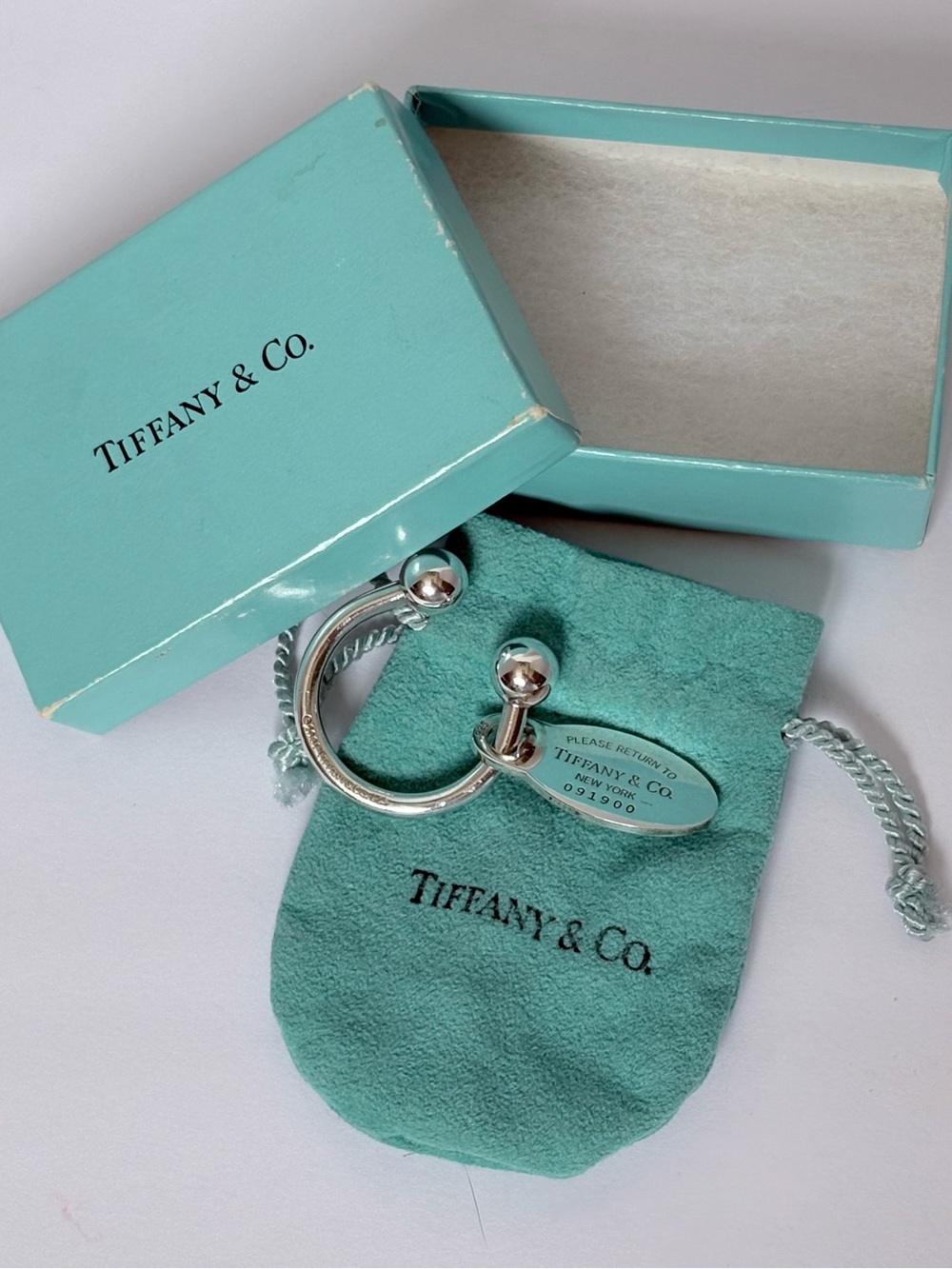 Tiffany & Co. Return Oval Tag Keychain